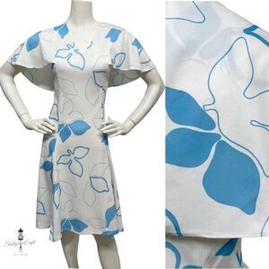 VINTAGE 60s 70s Eve Le Coq Fit & Flare Cape Sleeve Collar Dress 10 12 Stretch